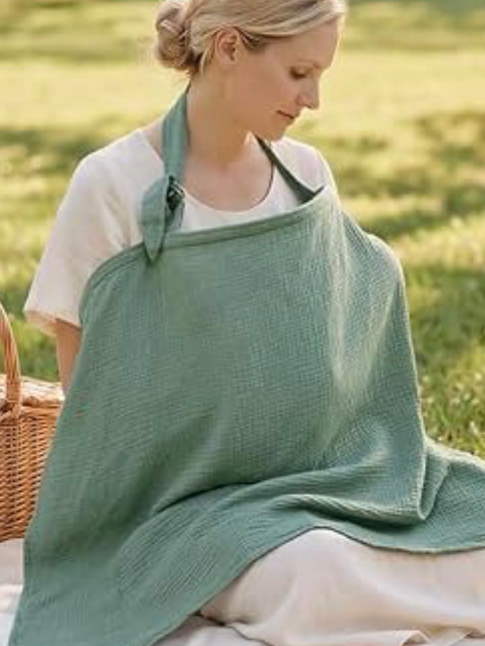 Soft Sage Muslin Nursing Cover